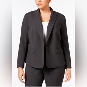 Anne Klein 14W Gray Button Suit Separate 1 Button Cuff Jacket Lined Faux…